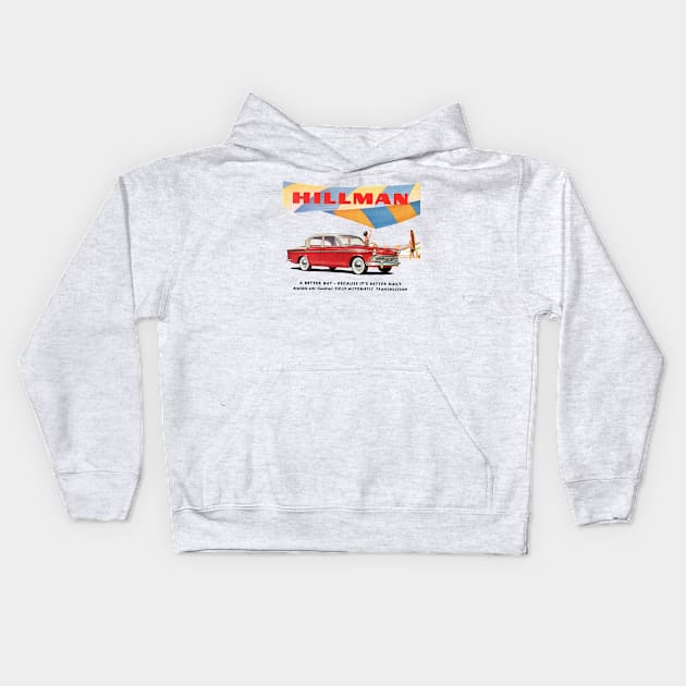 HILLMAN MINX - advert Kids Hoodie by Throwback Motors